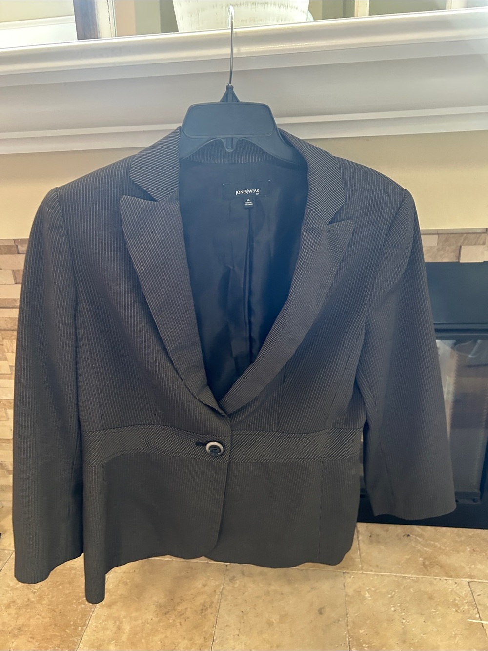 Jones New York Women's Charcoal Pinstripe Blazer